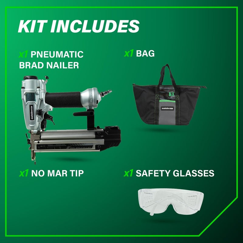 Metabo HPT Pro Brad Nailer, Pro-Preferred Pneumatic Finish Power Nailer for Trim Work, Furniture Building, Lightweight and Durable with Aluminum Magazine, 18 Gauge, 5/8â€³ to 2â€³ Brad Nails, NT50A5 - Image 5